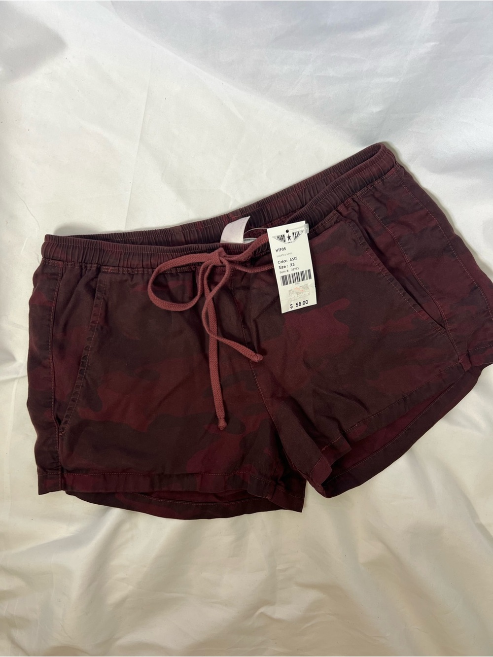 NWT Womens HARD TAIL Maroon* Camo 100% Tencel Y2K Shorts
